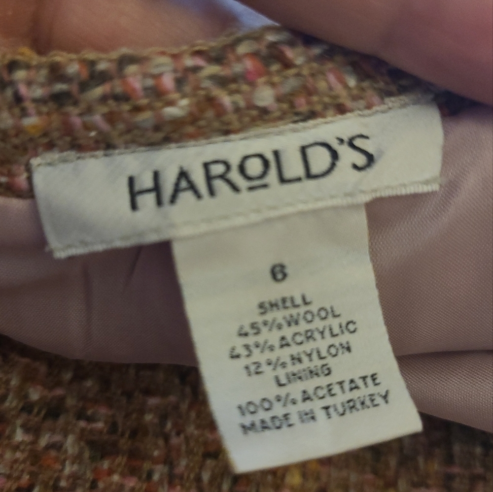 Harold's Sz 8 Wool Blend Multi Color Tweed Pattern Career Business Skirt Lined - Picture 3 of 4